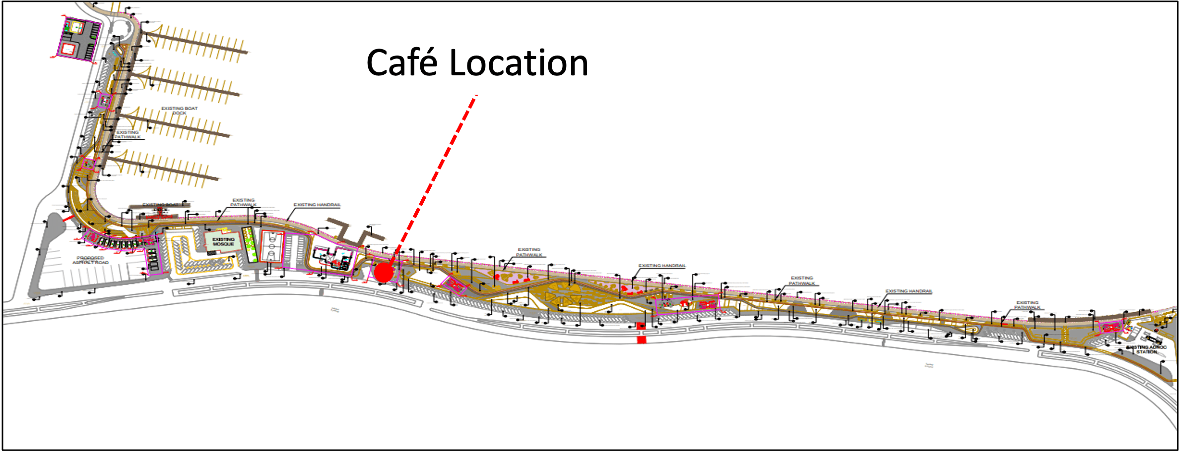 Location of Al Rams Café within the Corniche plan